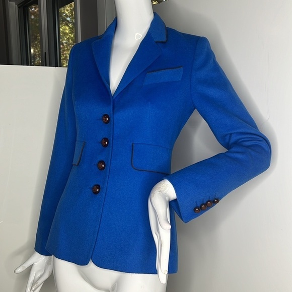 Algo of Switzerland Sz 32 / US 4 Electric Blue Cashmere Fitted Blazer - New - Picture 1 of 11